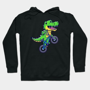 Cute Crocodile Riding Bicycle Cartoon Hoodie